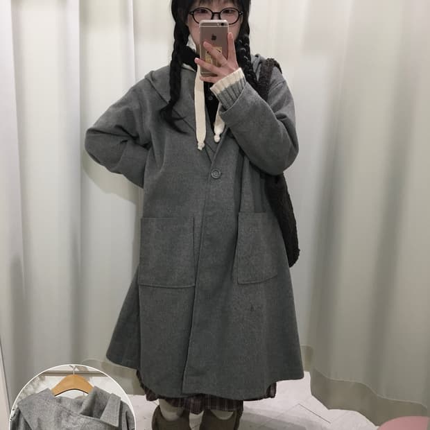 오버핏 후드 코트