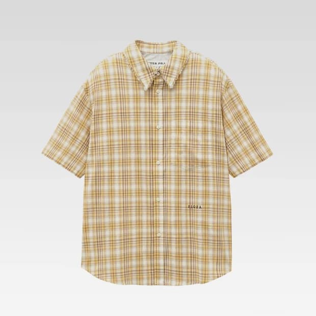 애프터프레이 체크 하프 셔츠 옐로우 L
