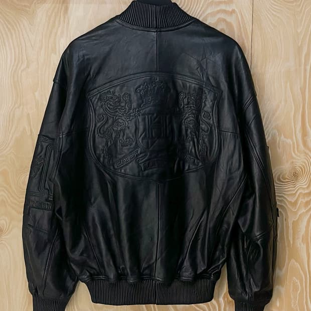 하디 에이미 스포츠 90's 재팬 스티치 엠브로이더드 레더 바시티 자켓