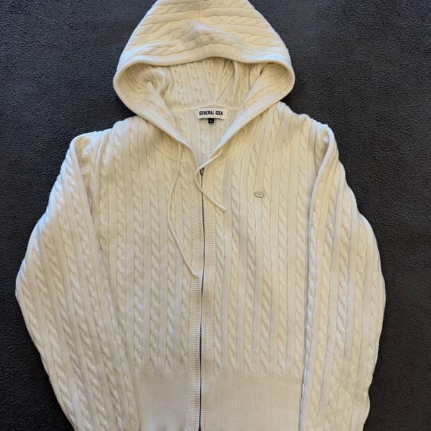 제너럴아이디어 케이블 니트 후드집업 처분 