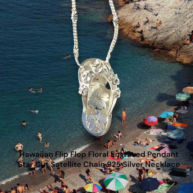 Hawaiian Flip Flop Floral Engraved Penda
