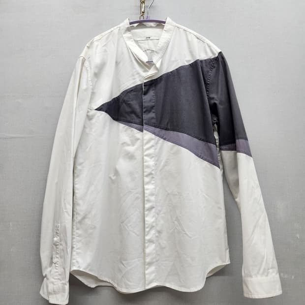 시스템옴므 비대칭 컬러블럭 헨리넥 셔츠 95(M)