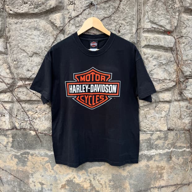 00s 할리데이비슨 빈티지 2004 헤인즈 로고 프린팅 반팔 티셔츠