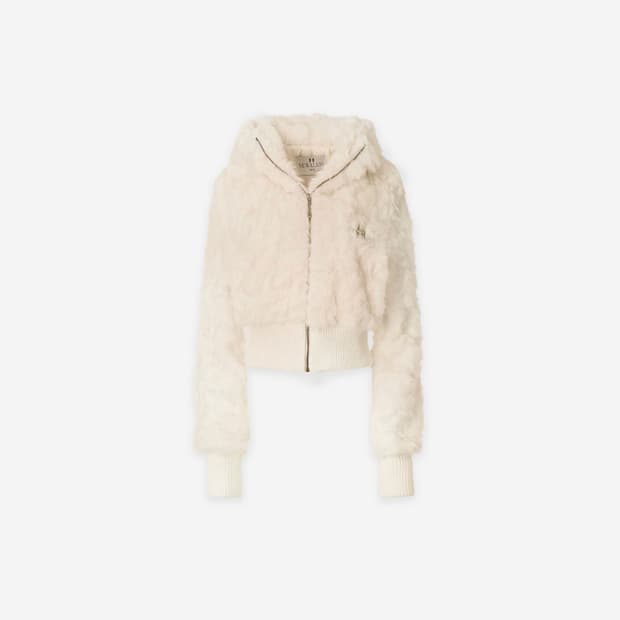 뉴얼린 Bunny Cropped Fur Hooded Jumper