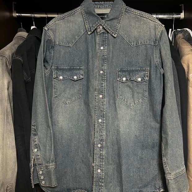 [M] 세비지 데님 웨스턴 셔츠 블루