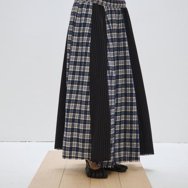 플리즈프로젝트 오버체크맥시스커트 블루