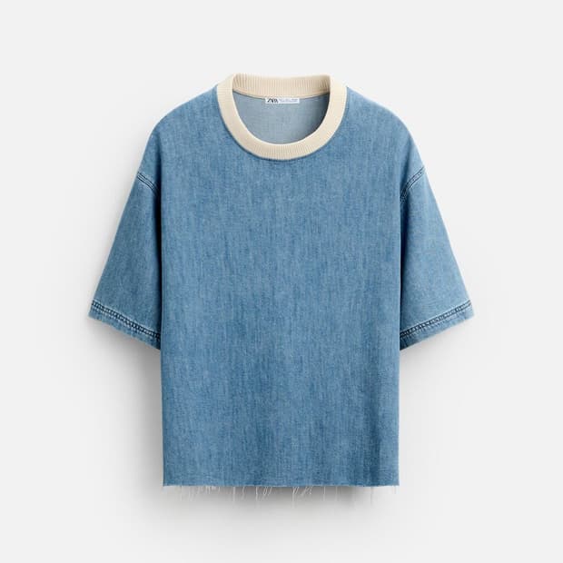 자라 24SS 데님 스웻 셔츠 반팔