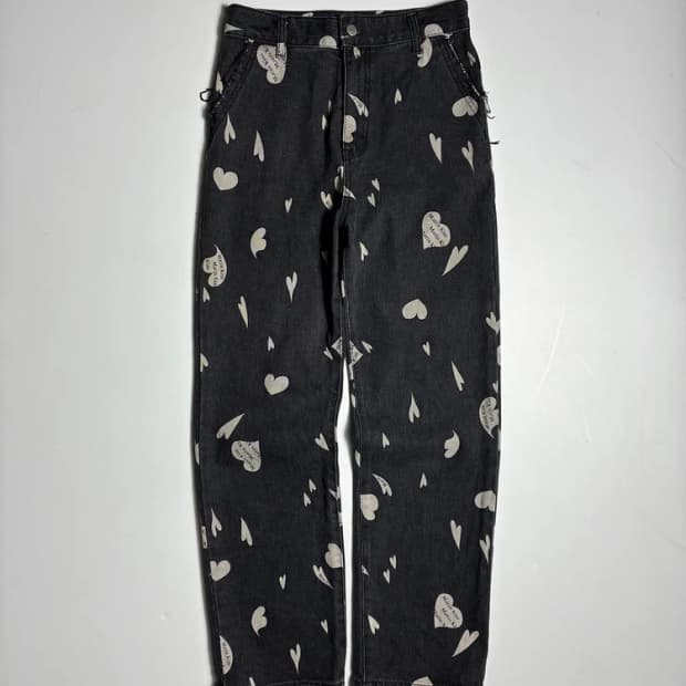 마뗑킴 21FW 하트 블랙 데님 팬츠 R1858