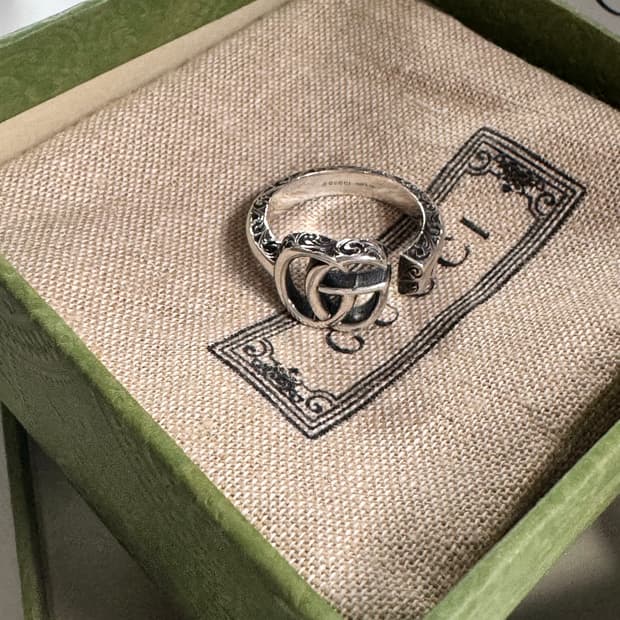 구찌 더블 G 키 모티브 링 18호