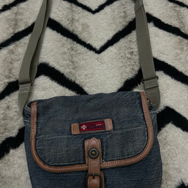 라이프가드 빈티지 데님 미니 크로스백