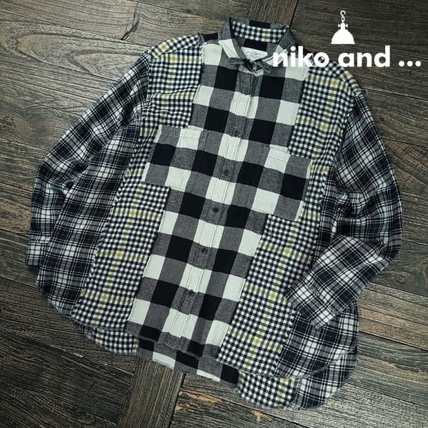 [니코앤드] 멀티 체크 믹스드 오버핏 셔츠 M19697