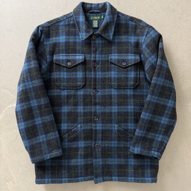 90s J.Crew Check Wool Shirt Jacket