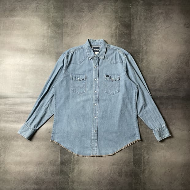 WRANGLER 랭글러 빈티지 웨스턴 데님 코튼 셔츠 A00501