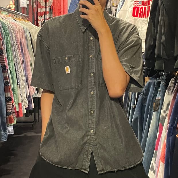 [IM] carhartt 칼하트 흑청 데님 반팔셔츠