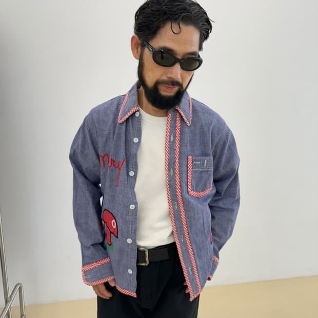Vintage 70s Mushroom Chambray Shirt