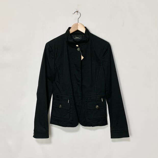막스마라 블랙 면 트렌치 자켓 무채색 00s 빈티지 아우터 점퍼 봄버