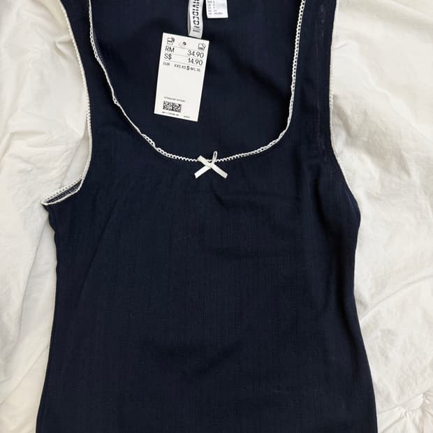 h&m 네이비 레이스 나시 브랜디멜빌