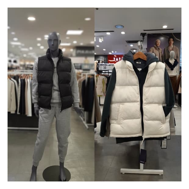 (택있는새옷) 폴햄 남녀공용 블랙,아이보리 조끼패딩 95