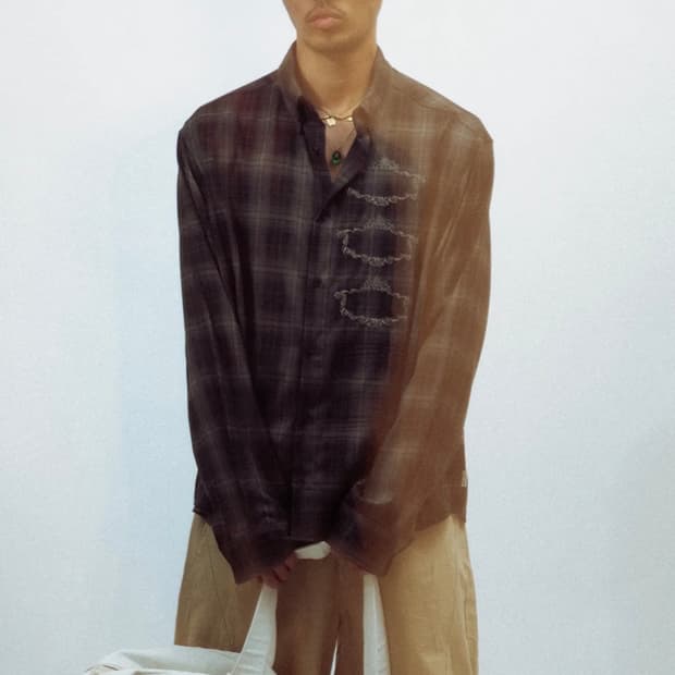 게더레이지 프레임 엠브로이더리 체크 셔츠 네이비 2