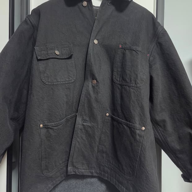 비헤비어 워시드 레더 카라 커버올 자켓 블랙 3