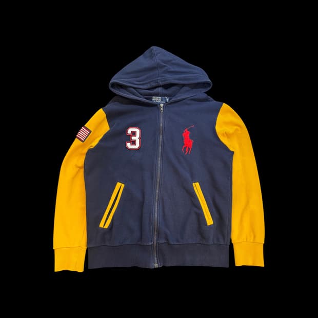 폴로 랄프로렌 컬러블록 후드집업