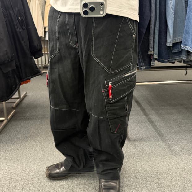 M)HOBO Denim 빈티지 카고 블랙 데님팬츠