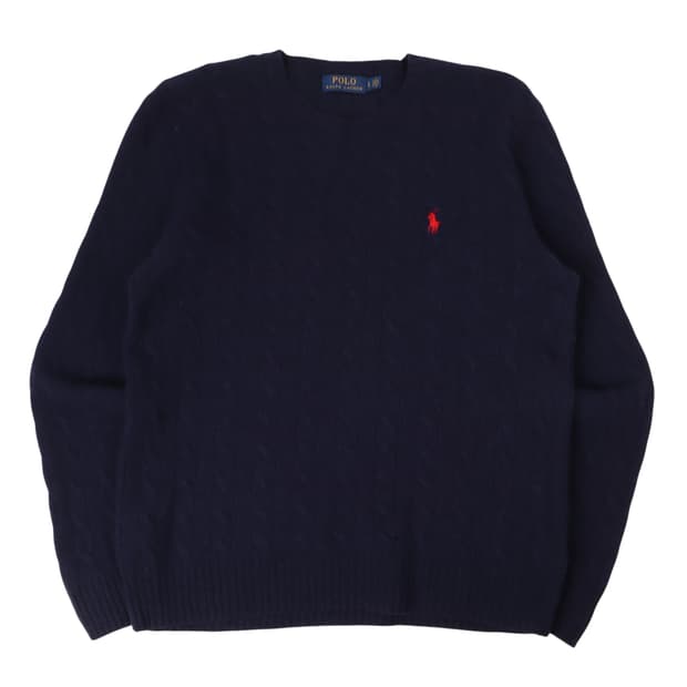 폴로 랄프로렌 다크네이비 울 캐시미어 케이블 니트