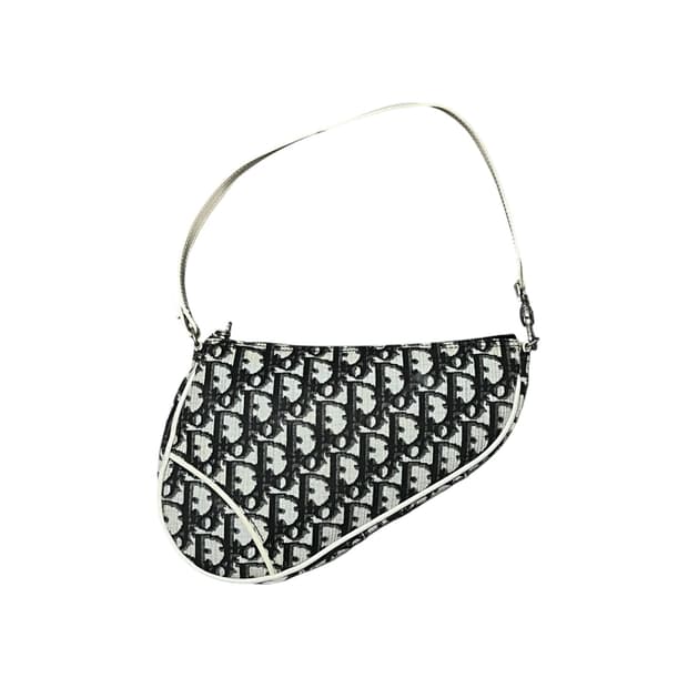 디올 미니 새들백 블랙 오블리크 PVC