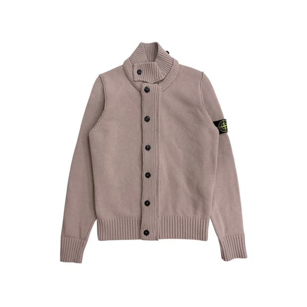 스톤아일랜드 정품 핑크 와펜 니트집업 가디건 자켓 s