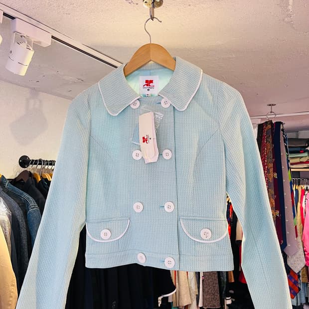 꾸레쥬 90년대 트위드 크롭 자켓 (데드스탁)