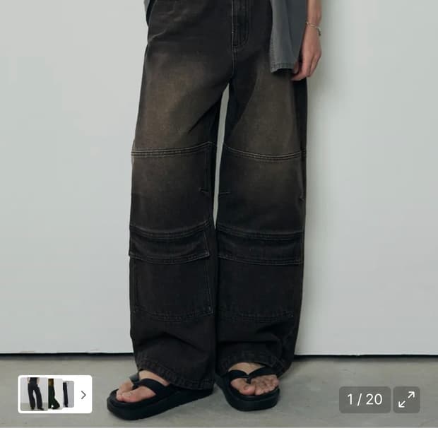 (XL) 아워데이즈 빈티지 프론트 포켓 카고 데님 팬츠 BLACK