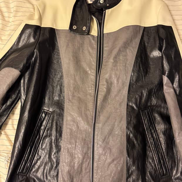 더오픈 프로덕트 PANELLED BIKER JACKET