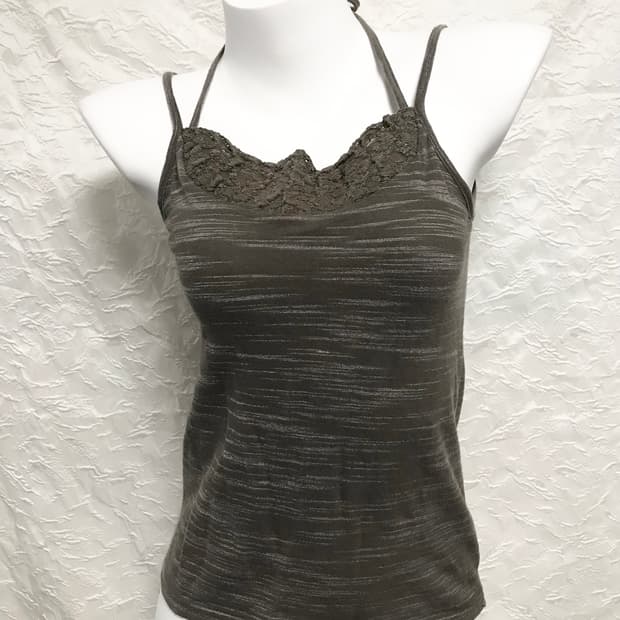 빈티지 레이스 홀터 슬리브리스 탑