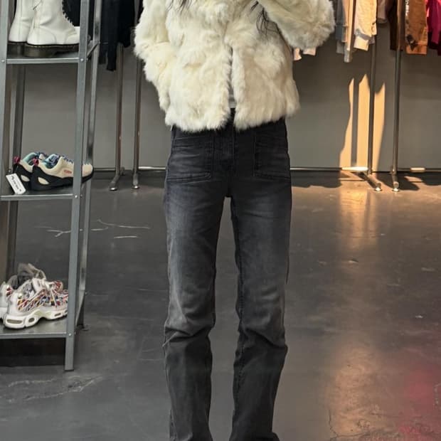 épuda 일본 빈티지 토끼 털 퍼 크롭 자켓 A3453