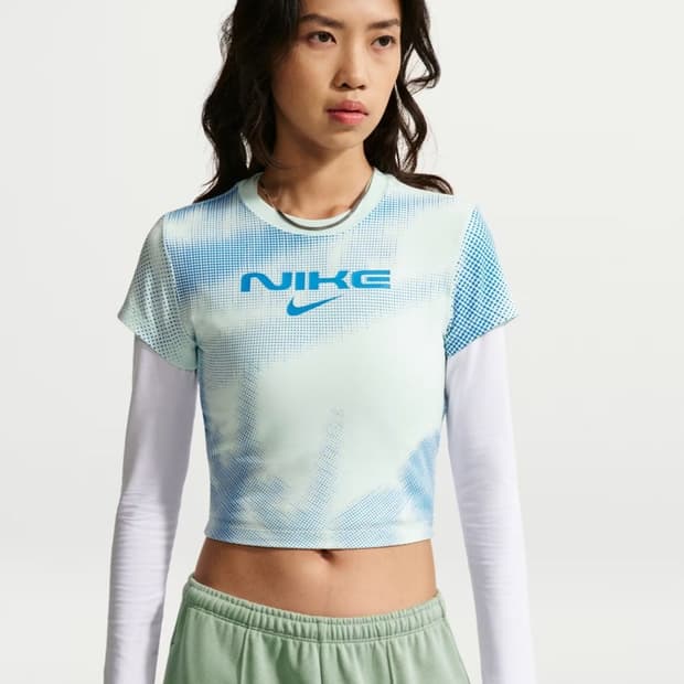 새제품)나이키 스포츠웨어 기능성 크롭 반팔티셔츠 민트