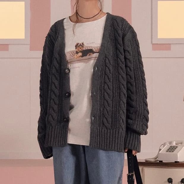 쓰리타임즈 베이비부가디건 차콜 판매해요