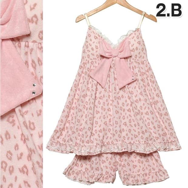 슈가돌 레오파드 히메갸루 왕리본 캐미솔 셋업 나시 방꾸미기