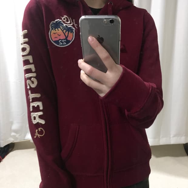 홀리스터 버건디 레드 후드집업