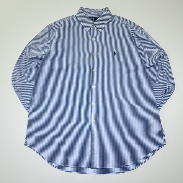 CL965 XL 폴로 90s 홍콩판 클래식핏 블루 스트라이프 셔츠 남방