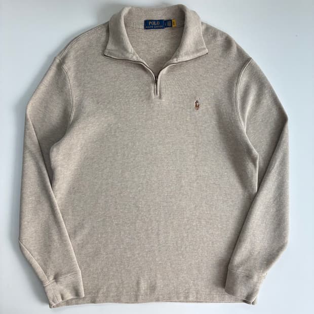 Polo  폴로 랄프로렌 Qr신형 베이지 반집업 니트