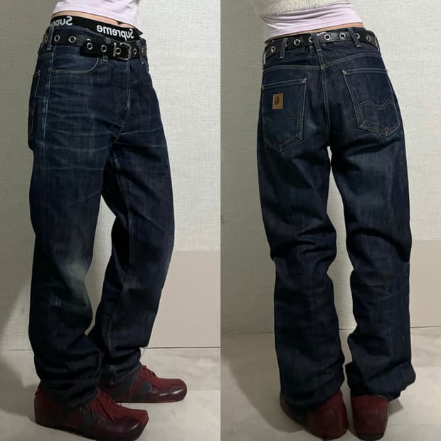칼하트WIP 워시드 데님팬츠