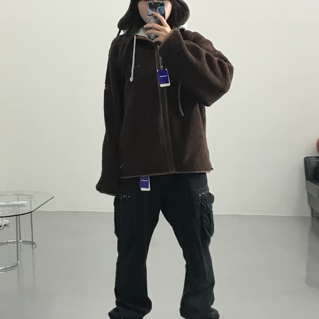 에이글 브라운 후리스 집업