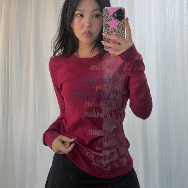 할리데이비슨 레드 레터링 롱 슬리브