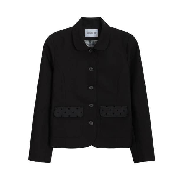 [OHESHIO] dot round collar jacket