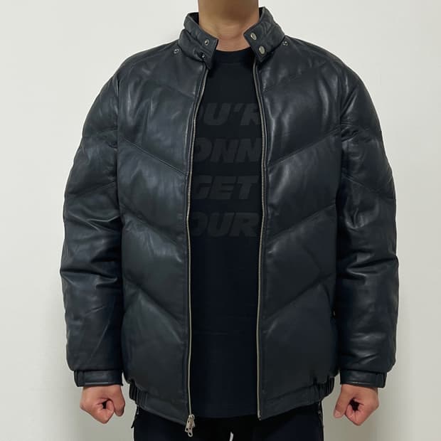 슈프림 05AW 레더 다운 자켓 블랙