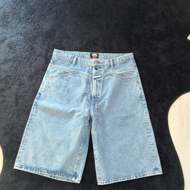 슈프림 x 마리떼 프랑소와 저버 X-심 배기 데님 쇼츠 워시드 인디고 -