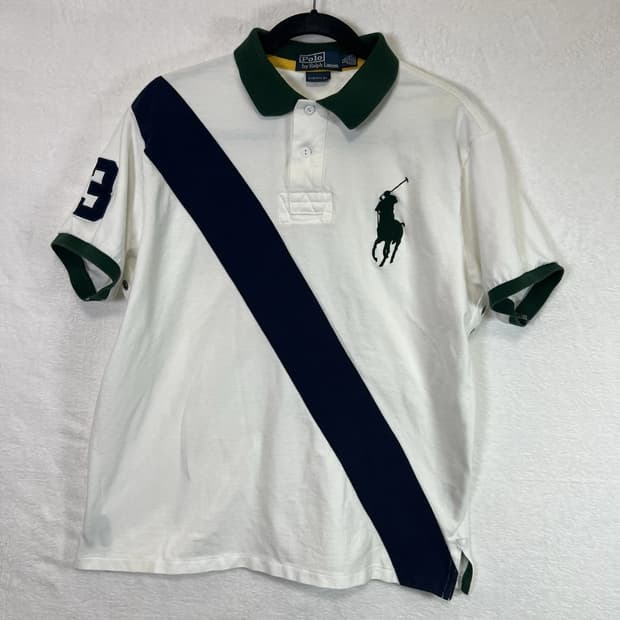폴로 랄프로렌 빅포니 사선 스트라이프 반팔 카라티