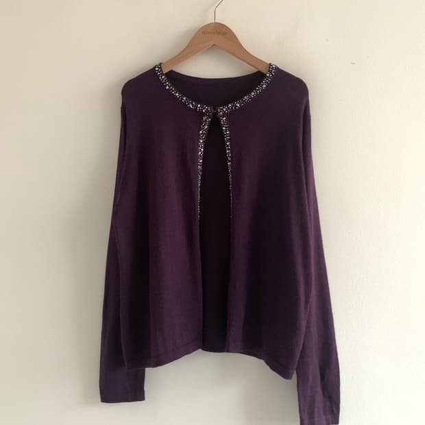 Beads Neck Buckle Cardigan