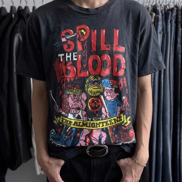 올드 스투시 'Spill The Blood' 선페이딩 그런지 티셔츠