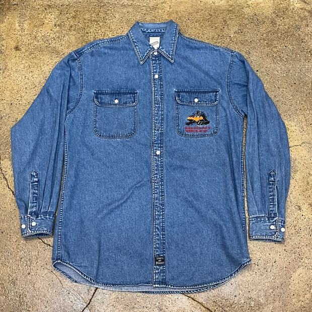 미국빈티지 루니툰 데피덕 데님 셔츠 청남방